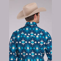 ROPER MENS AZTEC SERAPE SHIRT - BLUE
