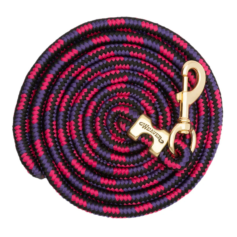 WEAVER LEATHER POLY LEAD ROPE 10' WITH SOLID BRASS SNAP - DIAMOND