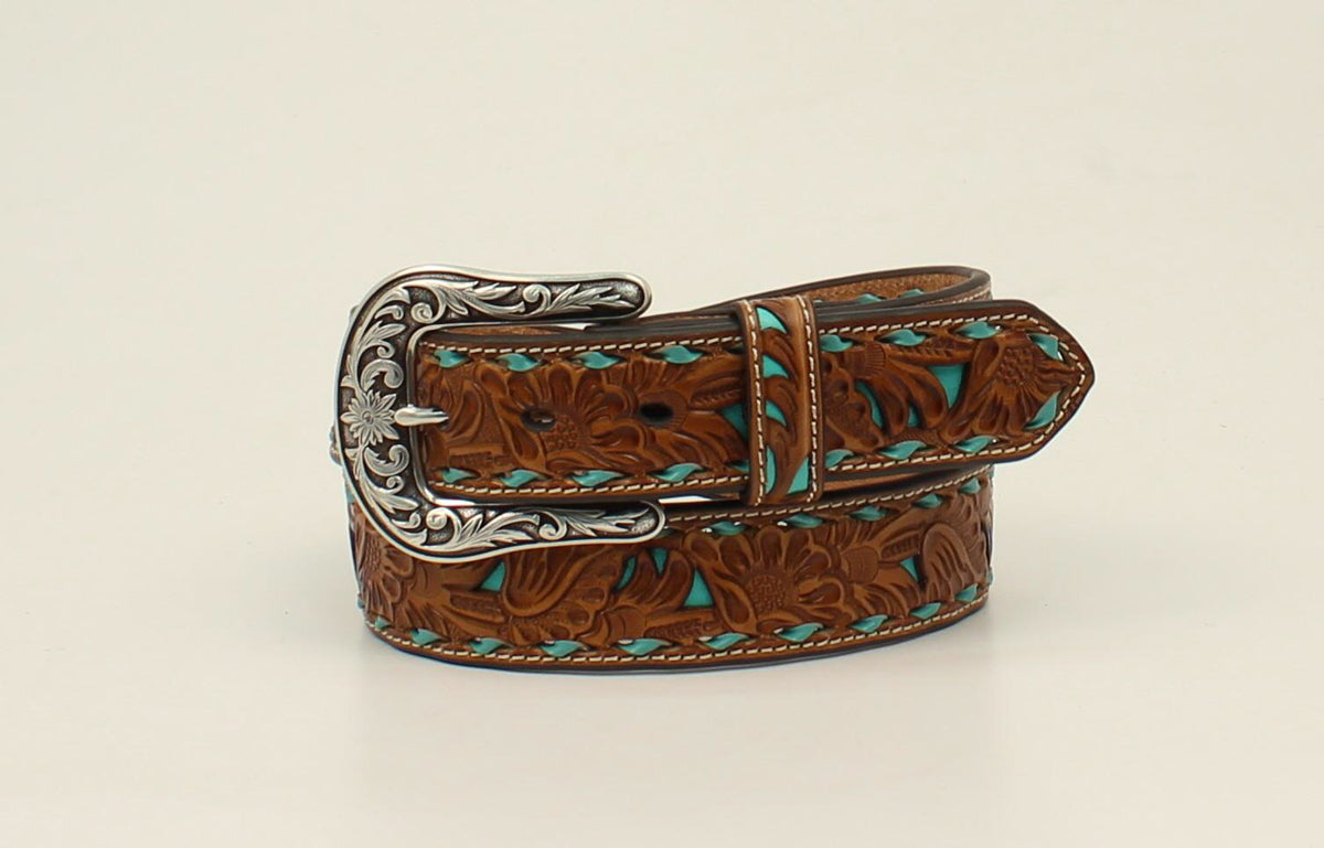 NOCONA WOMENS PIERCED LEATHER BELT