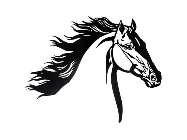 BLACK METAL WALL DECOR - RUNNING HORSE HEAD