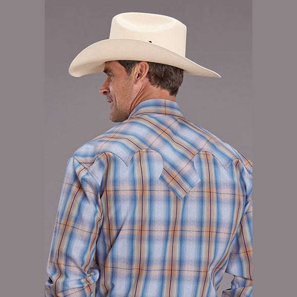 STETSON MENS SUNRISE DOBBY PLAID SHIRT