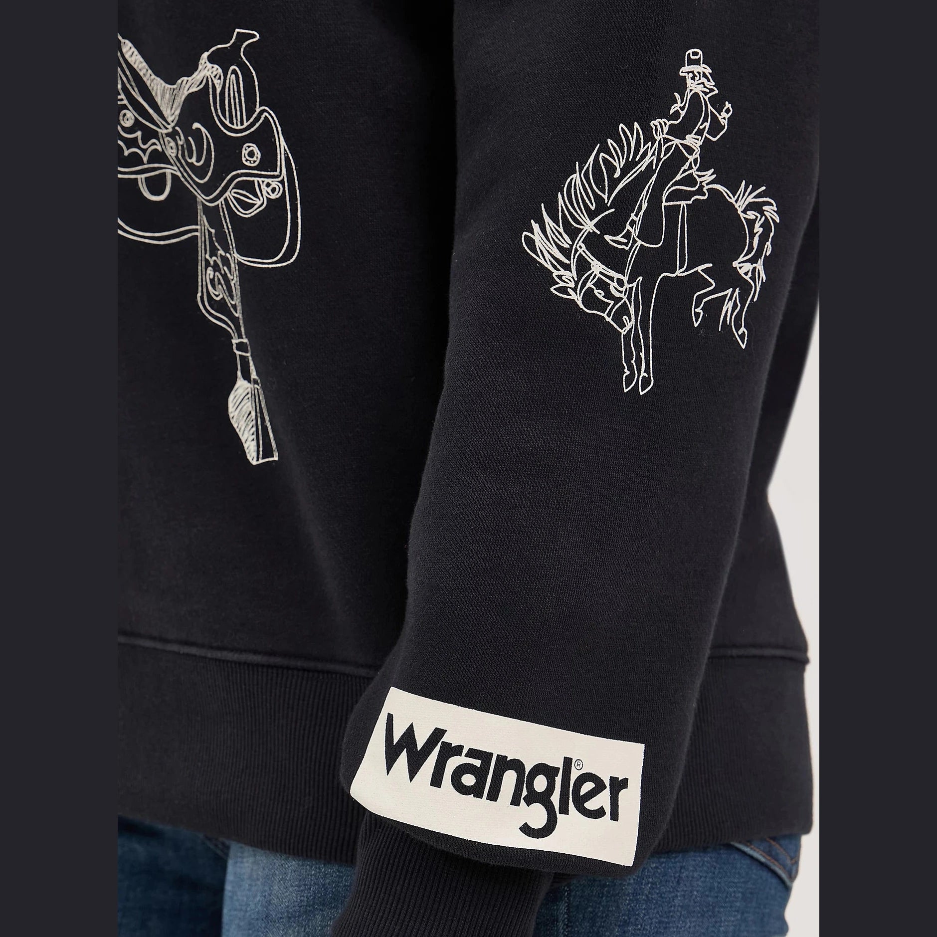 WRANGLER WOMENS ICONS PULLOVER SWEATSHIRT - BLACK