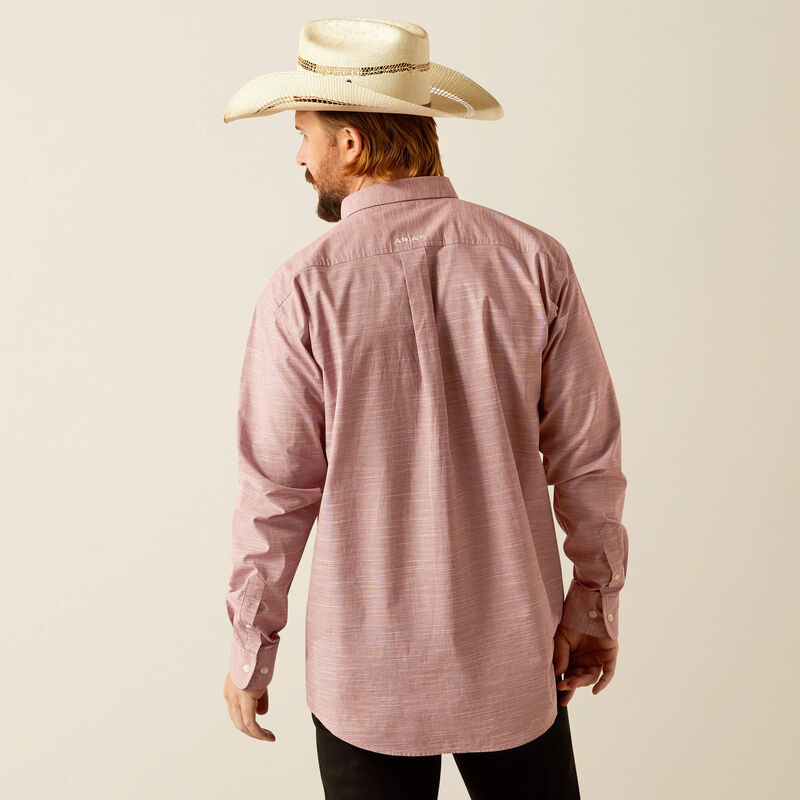 ARIAT MENS SOLID SLUB CLASSIC FIT SHIRT - BRICK