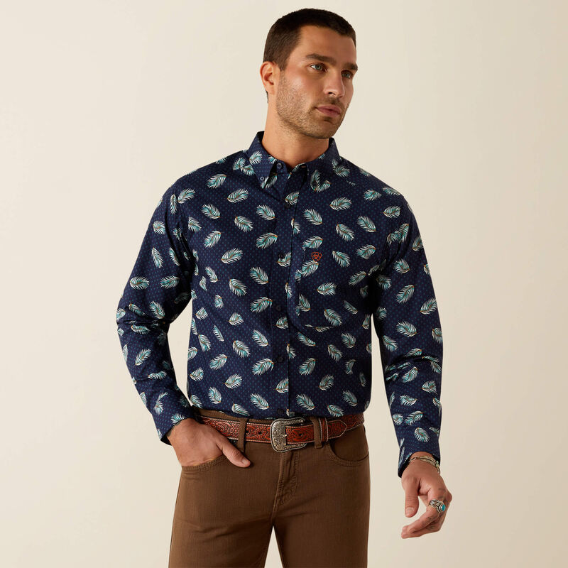 ARIAT MENS JACY FITTED SHIRT - NAVY