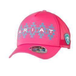 ARIAT GIRLS PONLYFLO CAP SOUTHWESTERN LOGO -  HOT PINK
