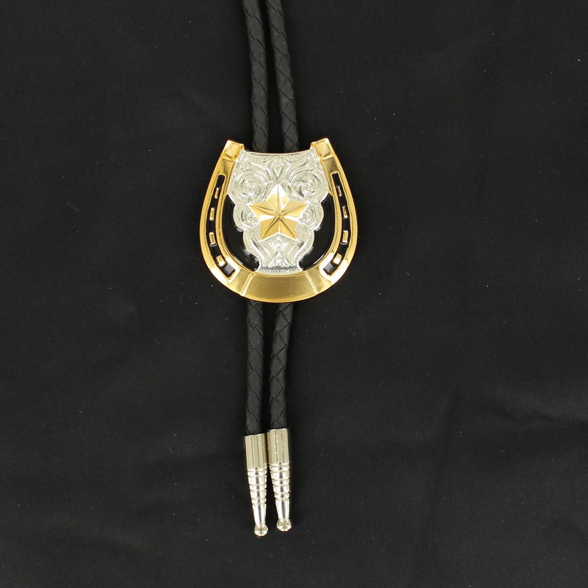 DOUBLE S BOLO TIE - HORSESHOE STAR