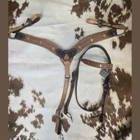 HEADSTALL & BREASTCOLLAR SET - GUNS & ROSES LIGHT OIL