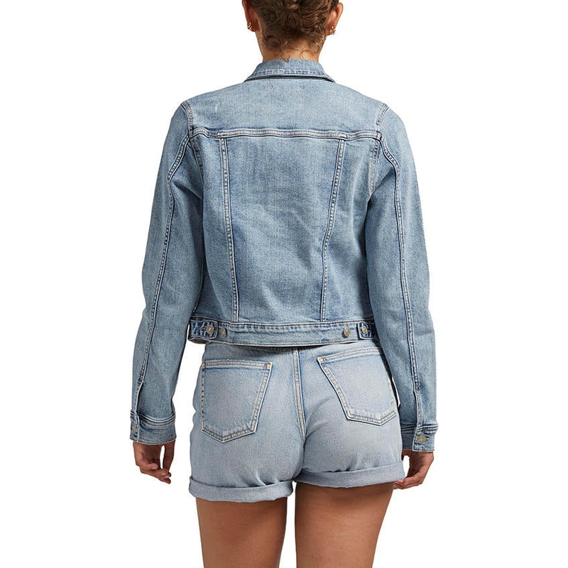 SILVER WOMENS FITTED JEAN JACKET