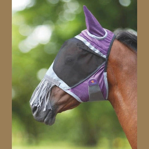 SHIRES FLYGUARD PRO DELUXE FLY MASK WITH EARS AND NOSE FRINGE