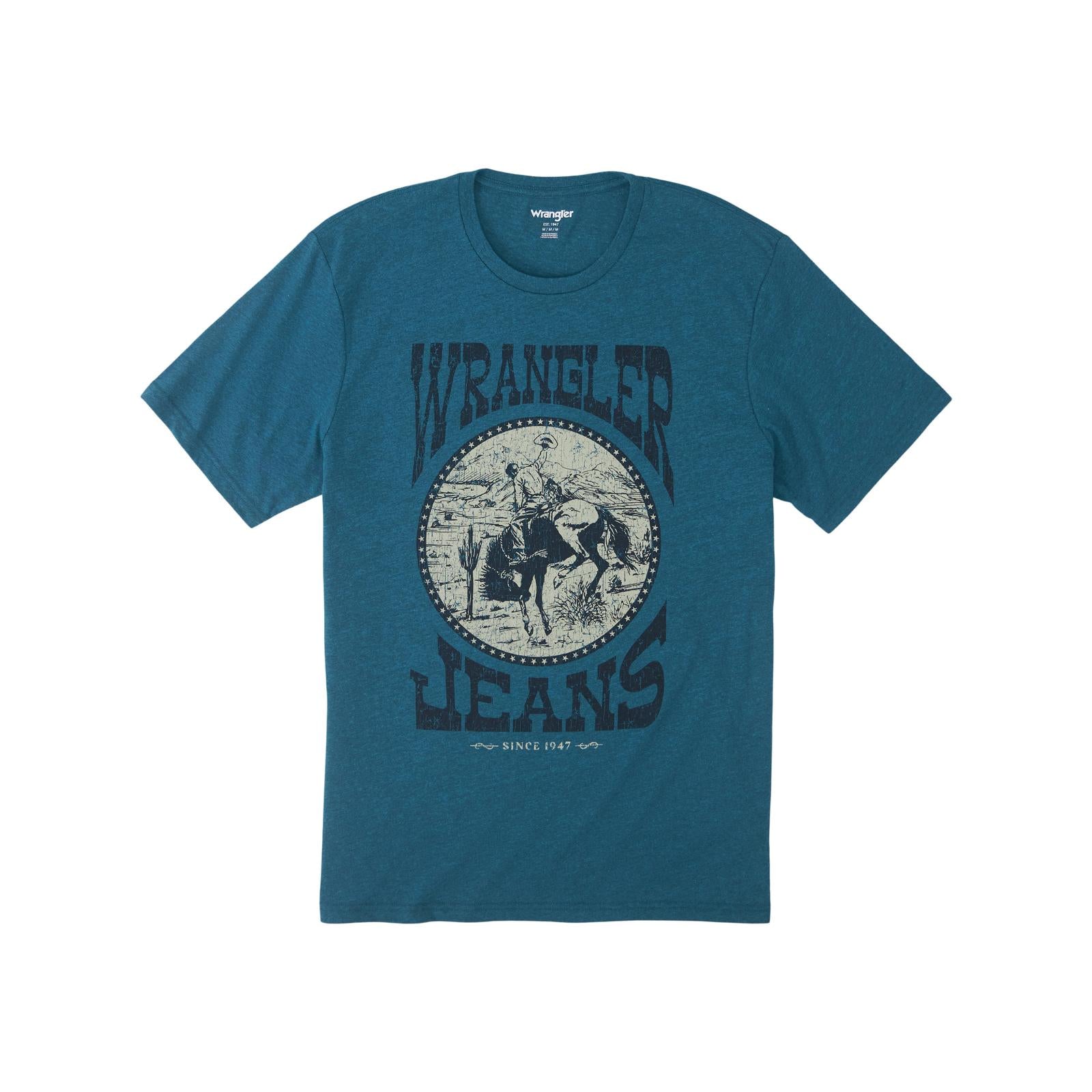 WRANGLER MENS GRAPHIC TEE - CYAN PEPPER