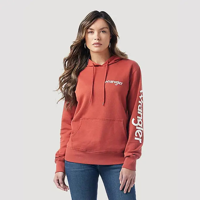 WRANGLER WOMENS RETRO HOODIE RUST