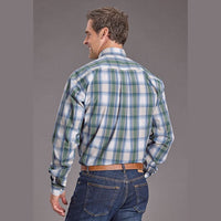 STETSON MENS BUTTON DOWN MOSS DOBBY PLAID SHIRT