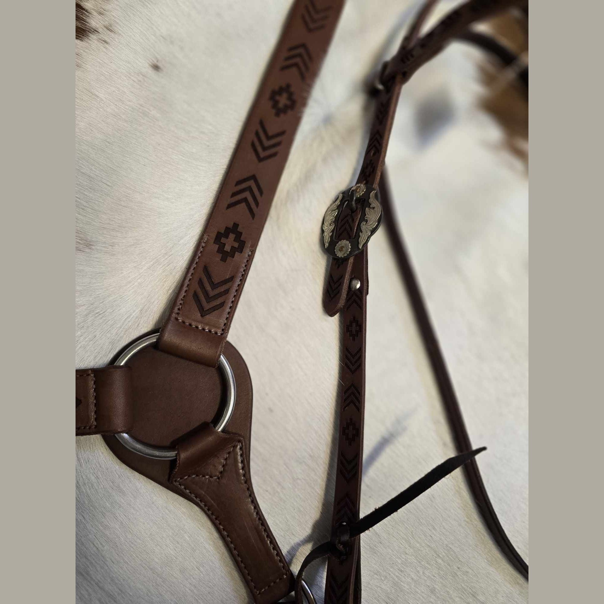 AZTEC TOOLED  HEADSTALL & BREAST COLLAR SET
