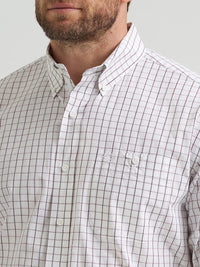 WRANGLER MENS GEORGE STRAIT BUTTON DOWN SHIRT - WINE CHECK