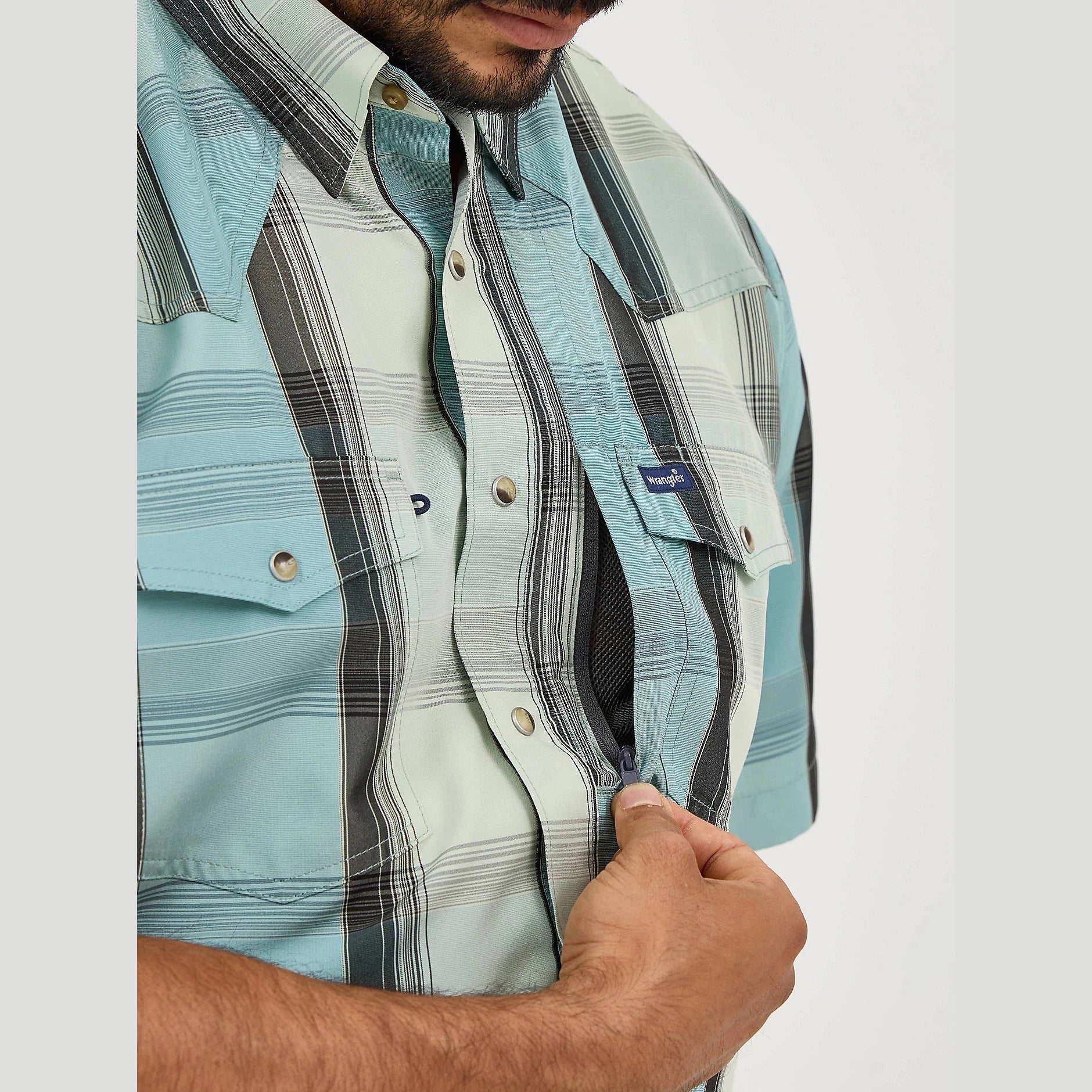 WRANGLER MENS PERFORMANCE SNAP SHORT SLEEVE SHIRT