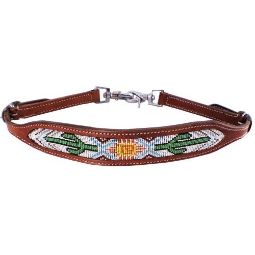 CACTUS AND NAVAJO BEADED DESIGN WITHER STRAP