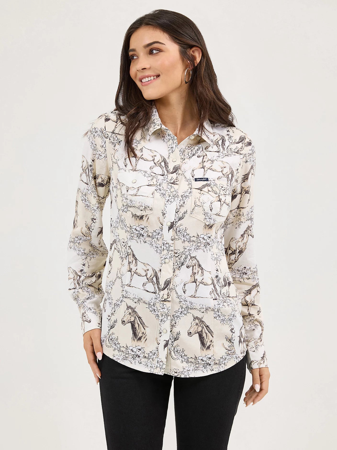 WRANGLER WOMENS SADDLE UP SLIM WESTERN SNAP SHIRT