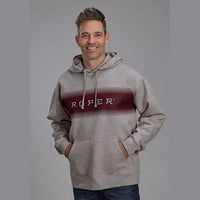 ROPER MENS HOODIE - GREY/BURGUNDY