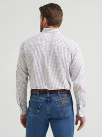 WRANGLER MENS GEORGE STRAIT BUTTON DOWN SHIRT - WINE CHECK
