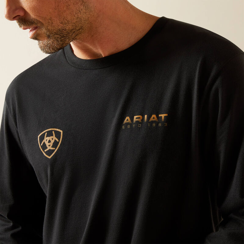 ARIAT MENS CLEAN STRIPE LONG SLEEVE TEE - BLACK