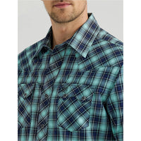 WRANGLER MENS RETRO LONG SLEEVE WESTERN SHIRT - TEAL DREAM