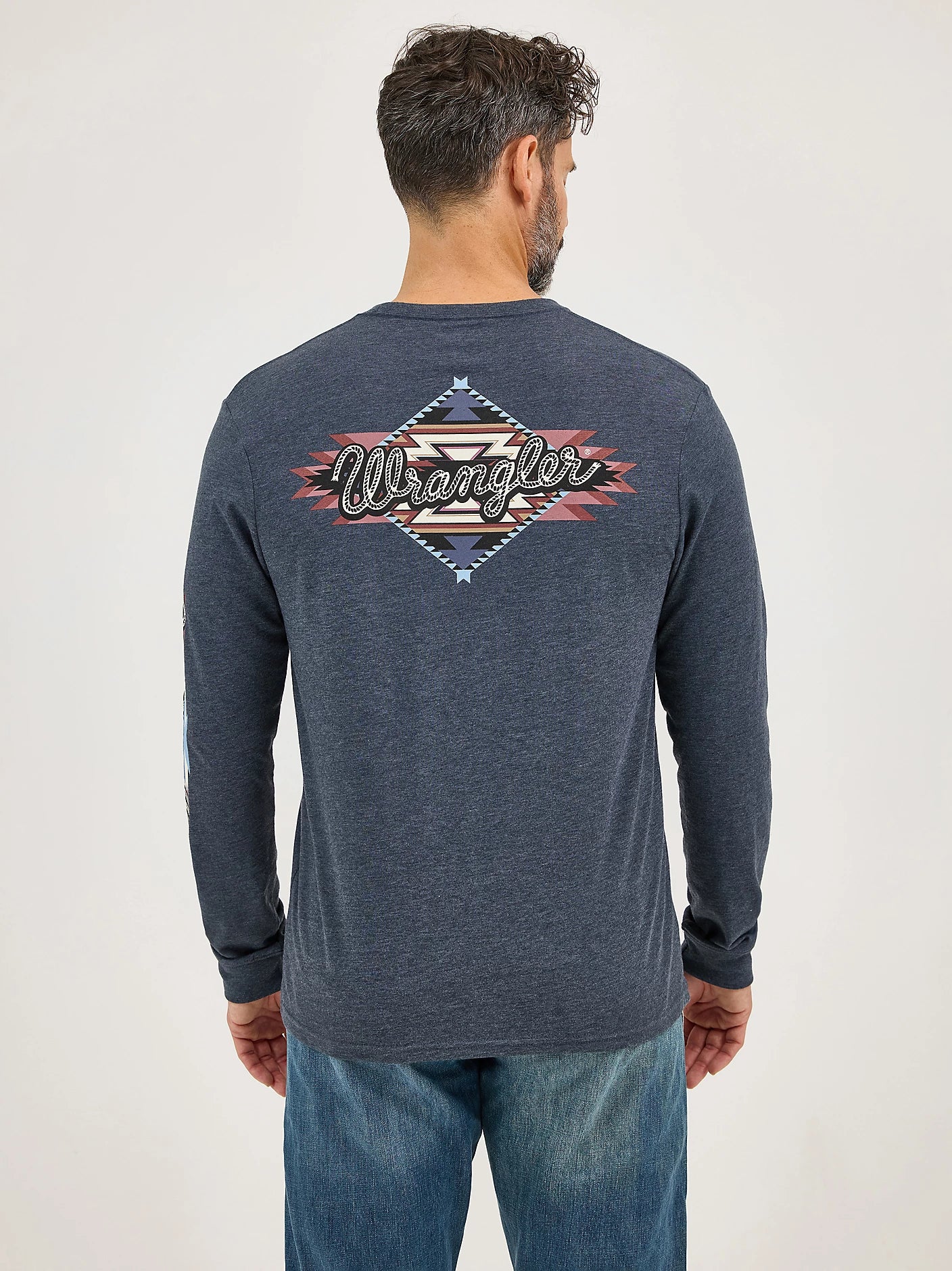 WRANGLER MENS LONG SLEEVE GRAPHIC SHIRT - DARK NAVY