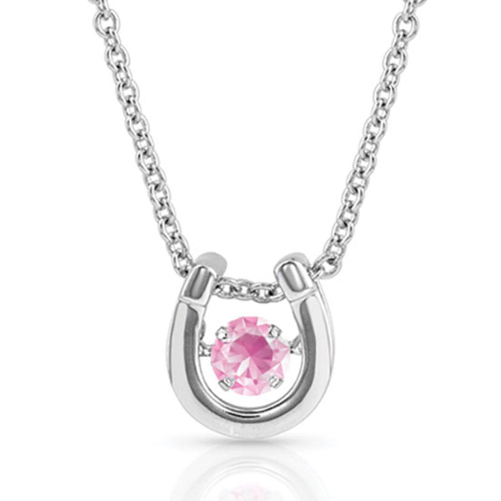 MONTANA SILVERSMITHS DANCING BIRTHSTONE HORSESHOE NECKLACE