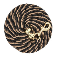 WEAVER LEATHER POLY LEAD ROPE 10' WITH SOLID BRASS SNAP - STRIPED SPIRAL TWIST