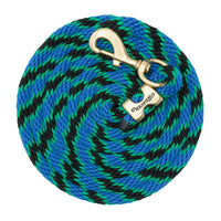 WEAVER LEATHER POLY LEAD ROPE 10' WITH SOLID BRASS SNAP - STRIPED SPIRAL TWIST