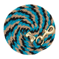WEAVER LEATHER POLY LEAD ROPE 10' WITH SOLID BRASS SNAP - STRIPED SPIRAL TWIST