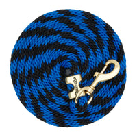 WEAVER LEATHER POLY LEAD ROPE 10' WITH SOLID BRASS SNAP - STRIPED SPIRAL TWIST