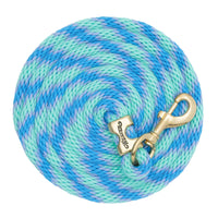 WEAVER LEATHER POLY LEAD ROPE 10' WITH SOLID BRASS SNAP - STRIPED SPIRAL TWIST