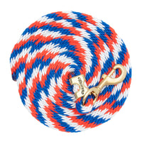 WEAVER LEATHER POLY LEAD ROPE 10' WITH SOLID BRASS SNAP - STRIPED SPIRAL TWIST