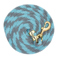 WEAVER LEATHER POLY LEAD ROPE 10' WITH SOLID BRASS SNAP - STRIPED SPIRAL TWIST