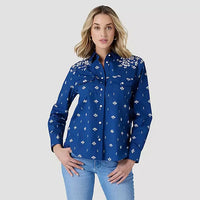 WRANGLER WOMENS RETRO AMERICANA BANDANA SHIRT -  BLUE