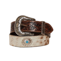 MYRA MIRKY BROWN HAND TOOLED LEATHER BELT