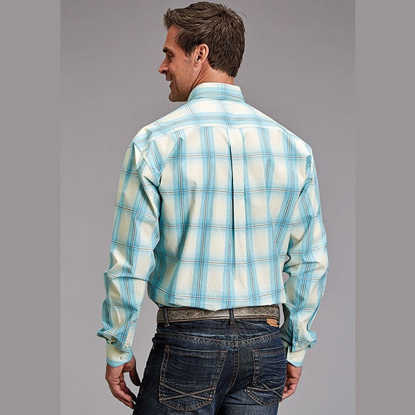 STETSON MENS AQUA OMBRE WESTERN SHIRT