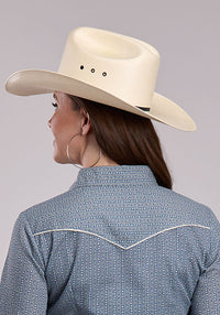 Roper Women Retro Piped Fancy Yoke Cream Floral Shirt - Blue
