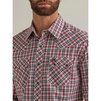 WRANGLER MENS SAWTOOTH SNAP POCKET SHIRT - RED BLUR