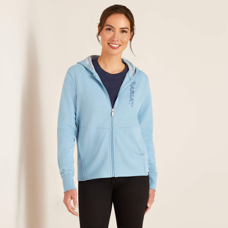 ARIAT WOMENS TEAM LOGO FULL ZIP HOODIE - GLACIER BLUE