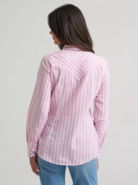 2026 - WRANGLER WOMENS ALL OCCASION WESTERN SNAP SHIRT - PINK STRIPES