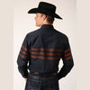 ROPER MENS BORDER STRIPE WESTERN SHIRT