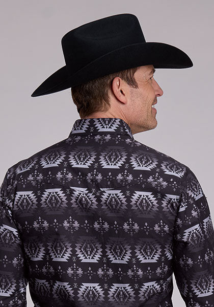ROPER MENS OMBRE AZTECS PRINT - BLACK