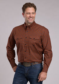 ROPER MENS STRETCH POPLIN SHIRT -RUST