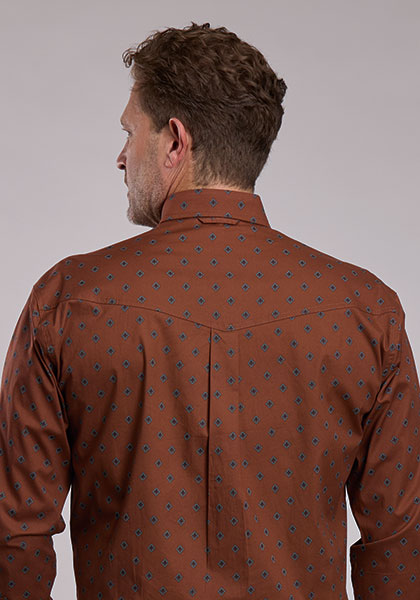 ROPER MENS STRETCH POPLIN SHIRT -RUST