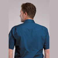 Roper Mens Solid Short Sleeve Snap Shirt - Navy