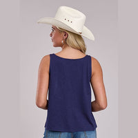 Roper Womens Cotton Slub Tank Top - Navy