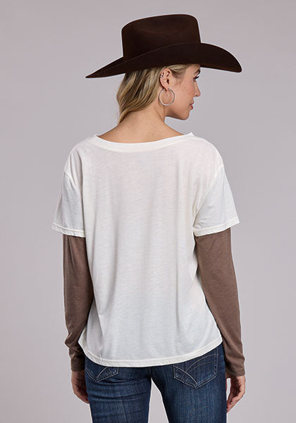 ROPER WOMENS POLY RAYON JERSEY DOUBLE LAYER TEE