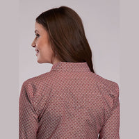 Roper Womens Amarillo Snap Allover Print - Red Geo