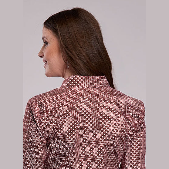 Roper Womens Amarillo Snap Allover Print - Red Geo